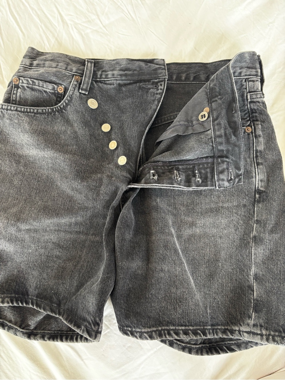 Agolde Washed Black High-Rise Denim Shorts